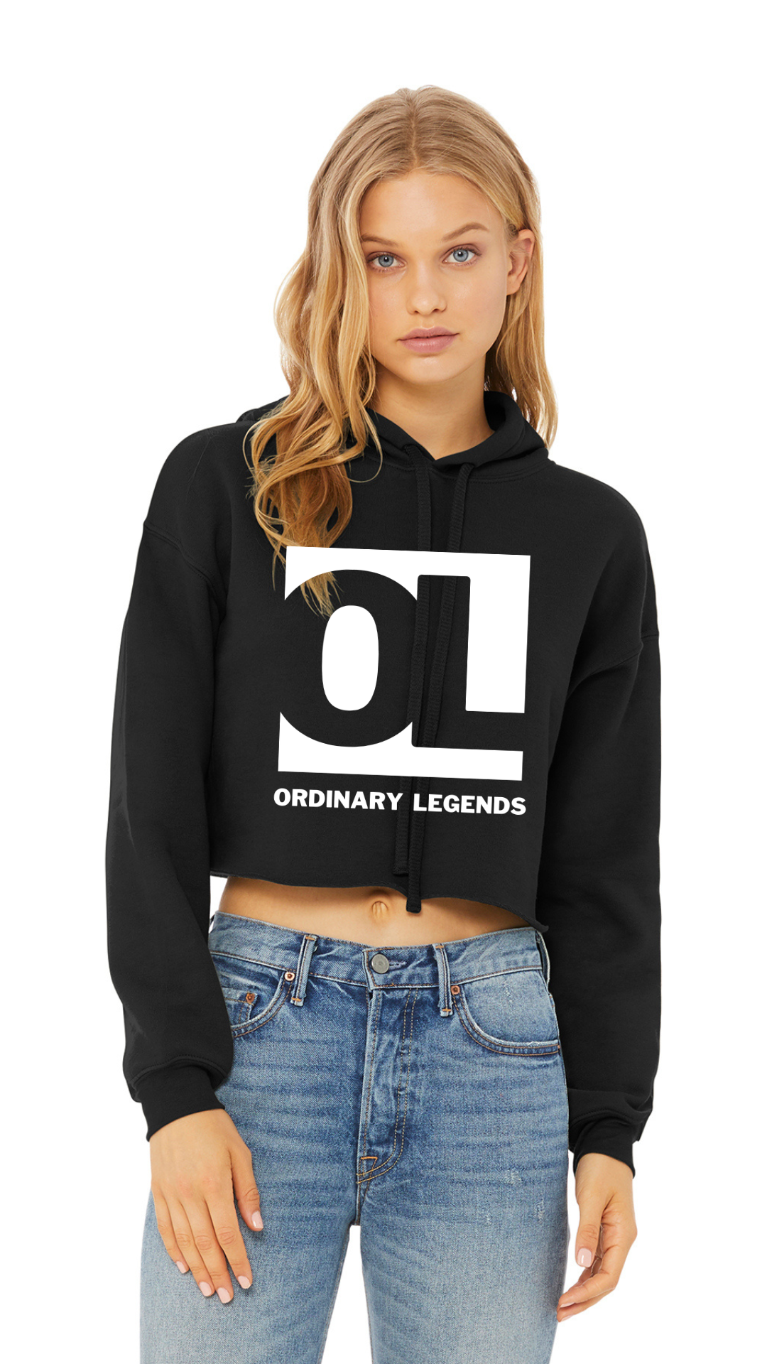 Sponge Cropped Fleece Hoodie - OL Main Logo - White