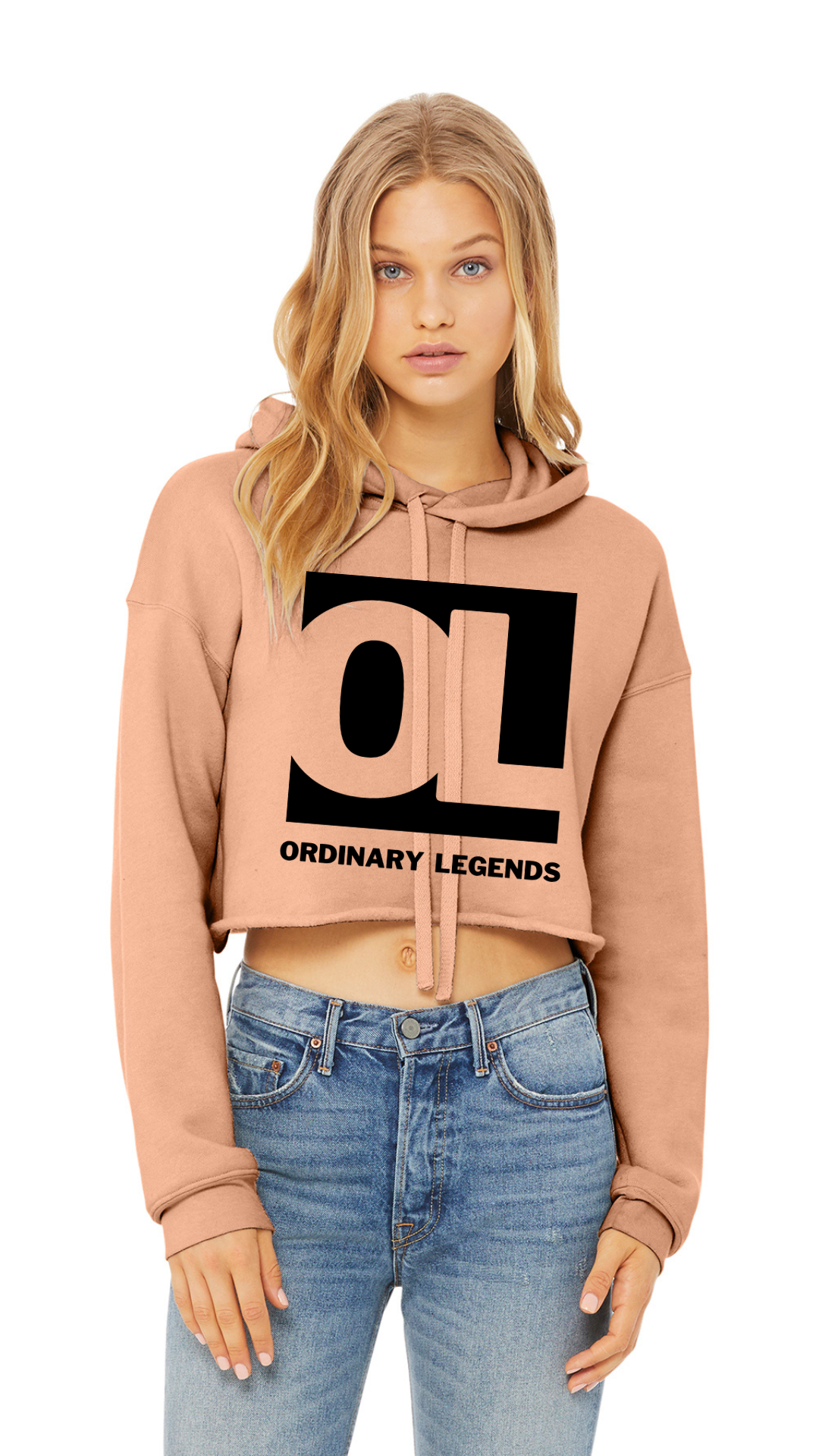 Sponge Cropped Fleece Hoodie - OL Main Logo - Black