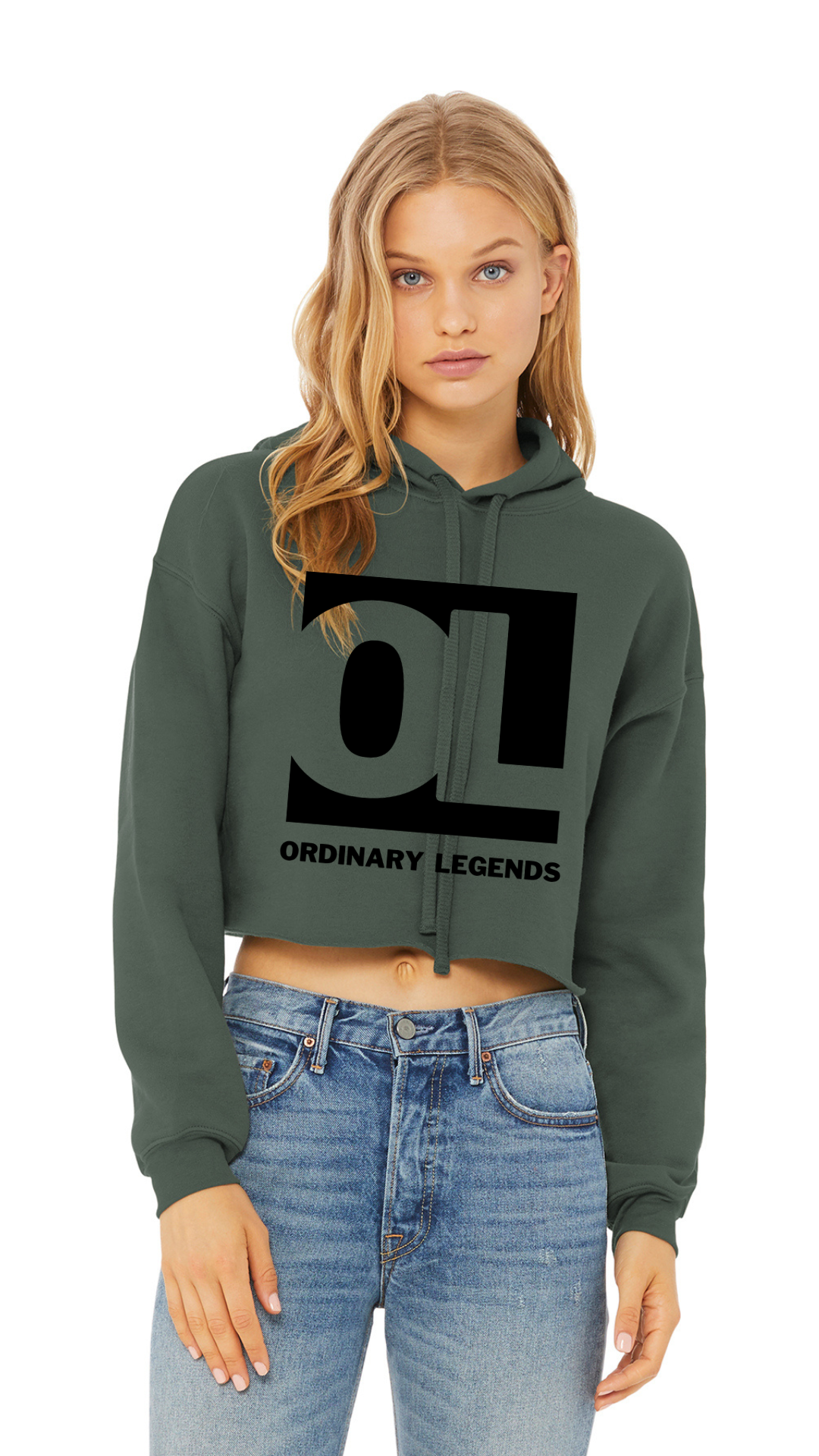 Sponge Cropped Fleece Hoodie - OL Main Logo - Black