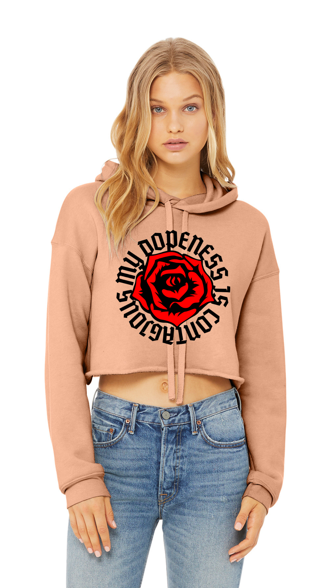 Sponge Cropped Fleece Hoodie - OL Rose - Black