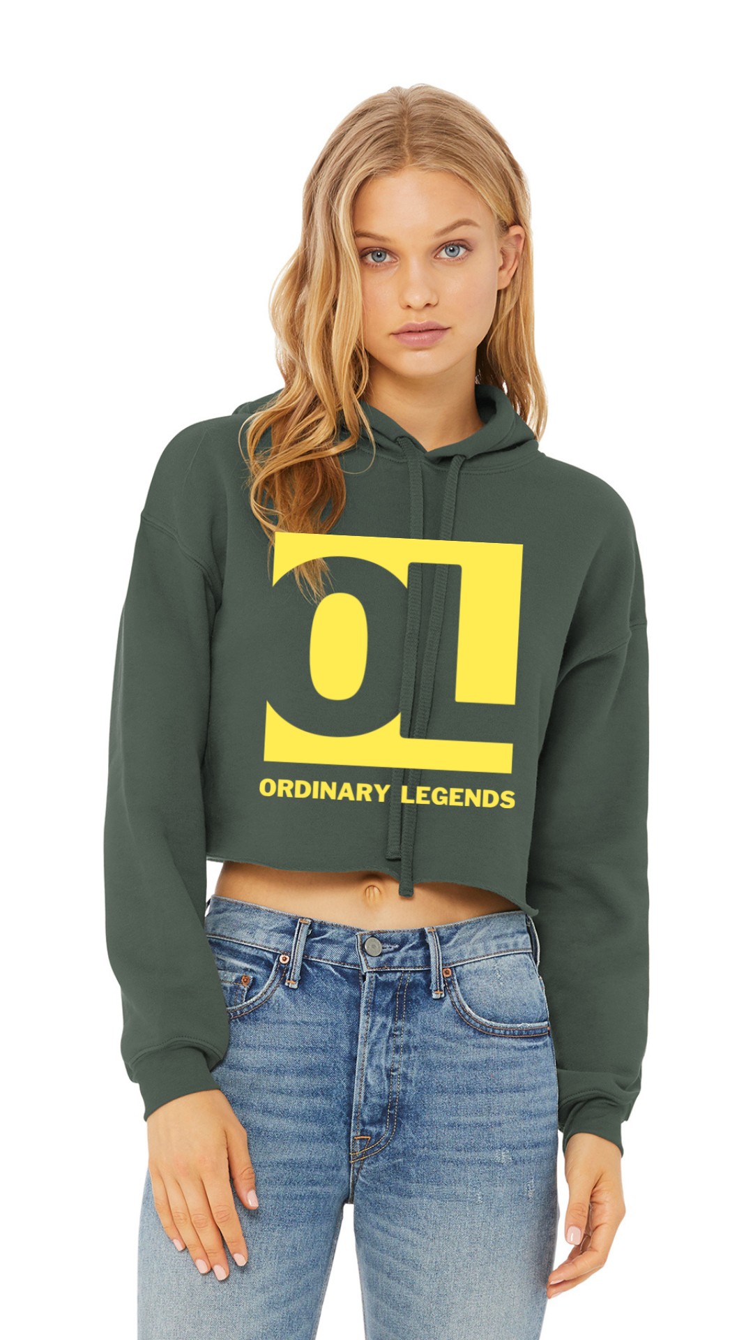 Sponge Cropped Fleece Hoodie - OL Main Logo - Gold