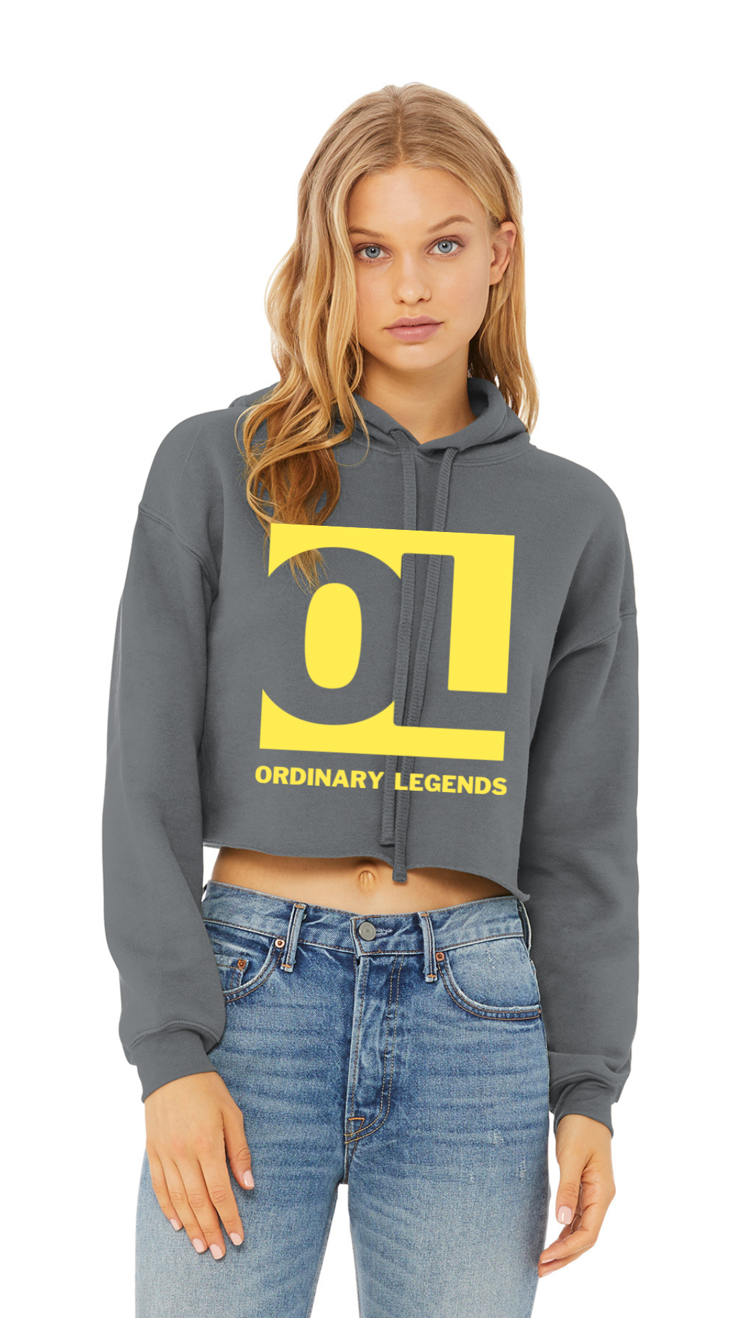 Sponge Cropped Fleece Hoodie - OL Main Logo - Gold