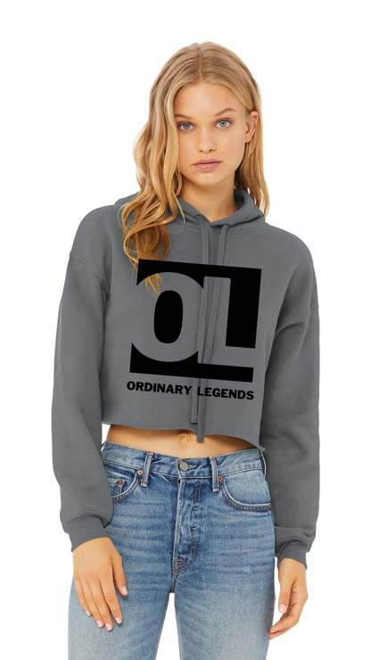 Sponge Cropped Fleece Hoodie - OL Main Logo - Black
