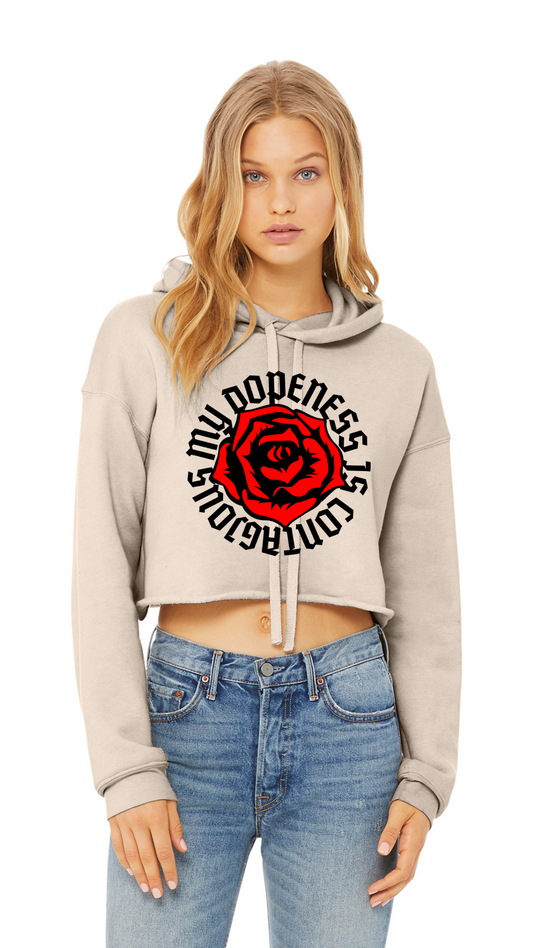 Sponge Cropped Fleece Hoodie - OL Rose - Black